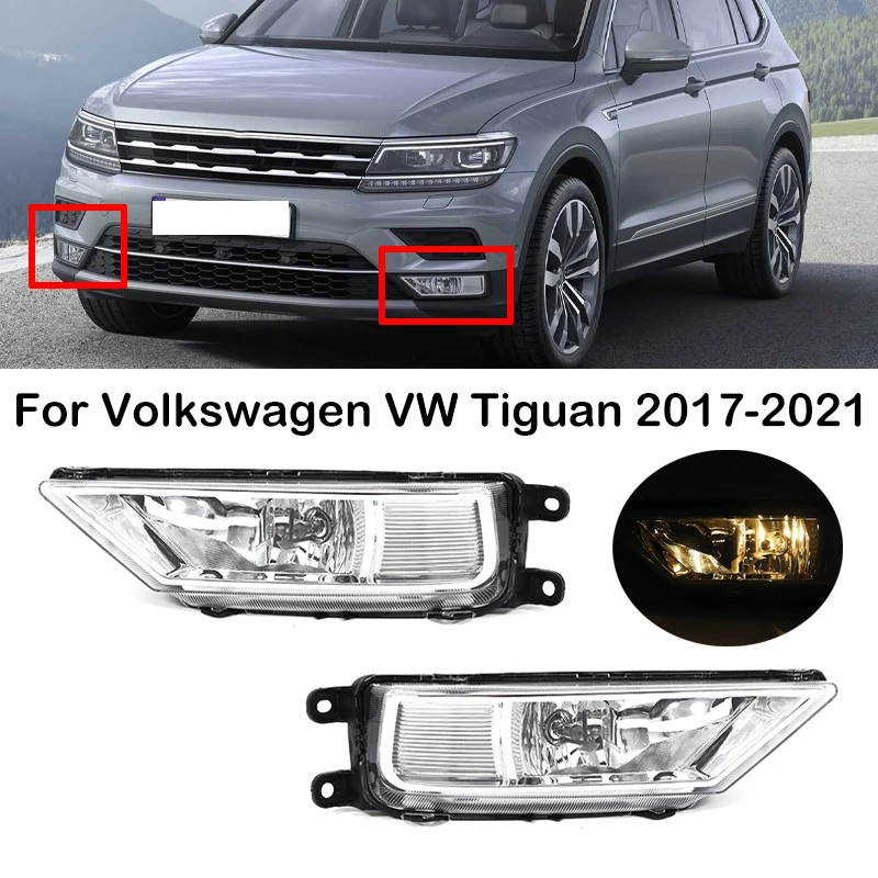 

Left Right Car Front Bumper Fog Light Assembly Fog Lamp With Halogen Bulbs For Volkswagen VW Tiguan 2017 2018 2019 2020 2021