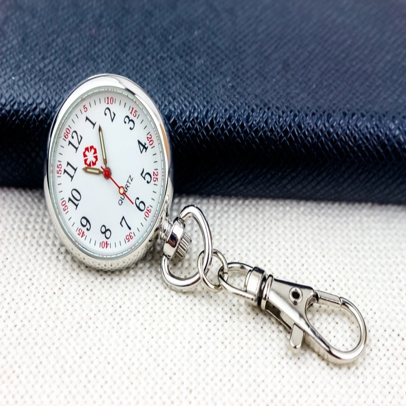 Casual Jewelry Stainless Steel Quartz Pocket Watch Without Watch Chain For Women Men Pendant With Keychain Nurse Pocket Watch