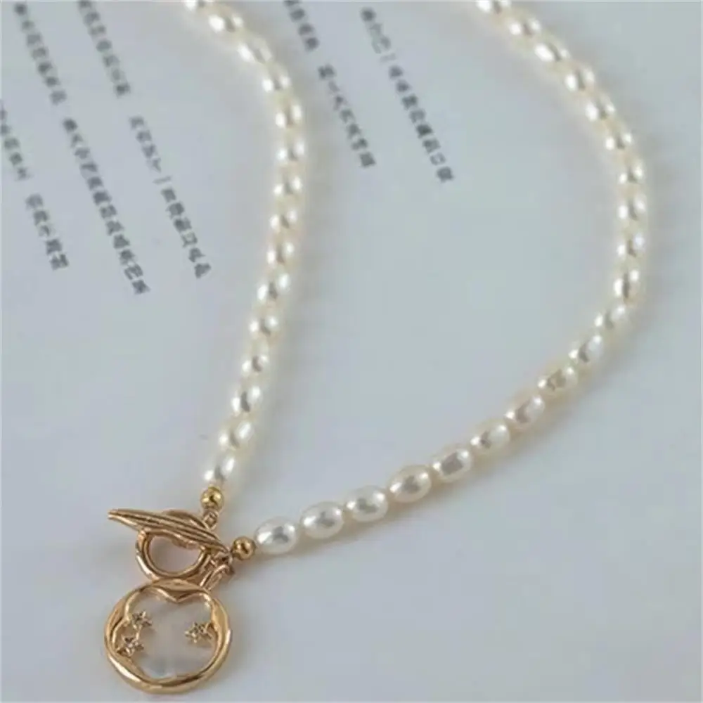 Natural Freshwater Pearl Necklace For Women, Unique And Versatile, High-End, Collarbone Chain, Millet Grain Pendant, Jewelry