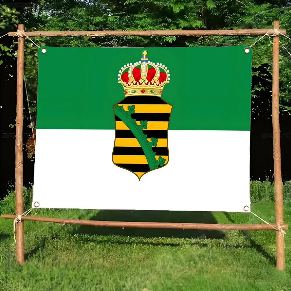 Banner  the Duchy  Saxony Flags Daily four ring borderless design indoor outdoor decor easy hang install