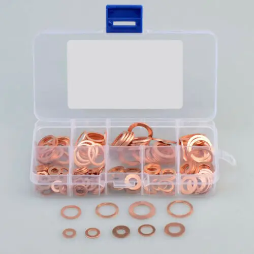 

300pcs M5-M20 Copper Washer Gasket Sealing Solid Sump Plug Oil For Boat Crush Nut and Bolt Set Flat Seal Ring Assortment Kit