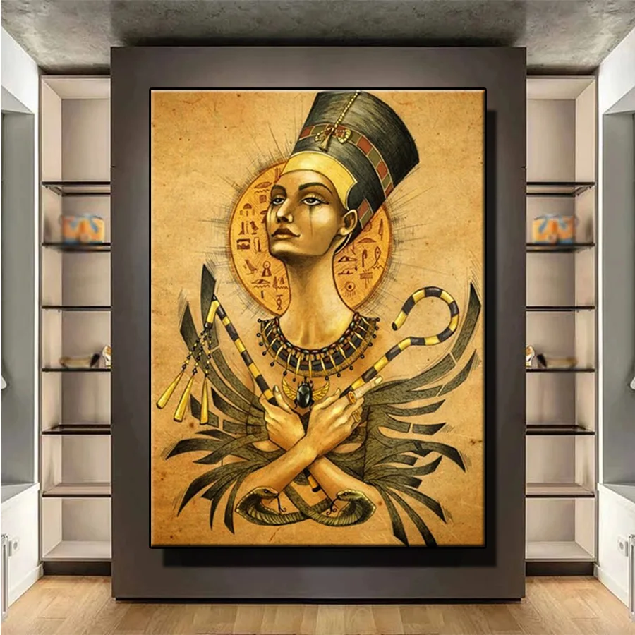 Diamond Painting Abstract Art Retro Egyptian Queen Pharaoh 5d Diamond Embroidery Full Diamond Mosaic Cross Stitch Decoration