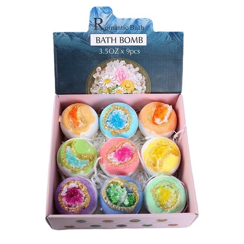 9pcs Bombe De Bain Bath Salt Ball Dried Flower Ease Tension Natural Essential Oil Bubble Bouncy Explosion Bath Ball for Bathtub