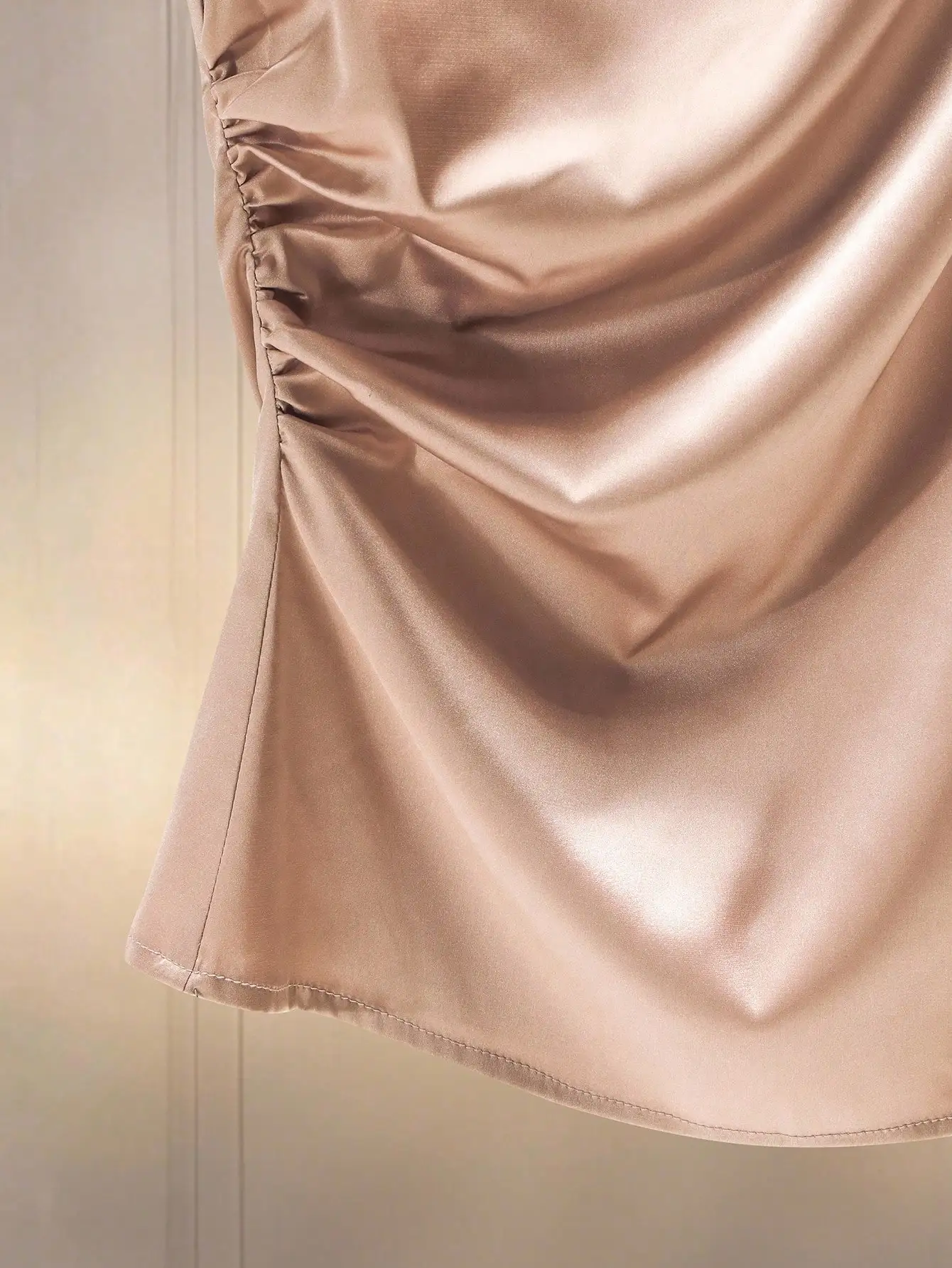 BWQ Camicetta in raso plissettata con fiocco in vita tinta unita Camicetta in raso con fiocco Camicetta marrone Top in raso rosso scuro Rosso vino