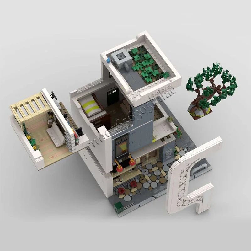 2295PCS MOC Modern City Street View Sushi House Building Model DIY Custom Puzzle Technology Creative Assembly Kids Toys Gifts