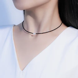 Choker Small Black Bead Necklace For Women Sea Shell Pendant On The Neck Chain Jewelry Adjustable Party Gift Girl Heart