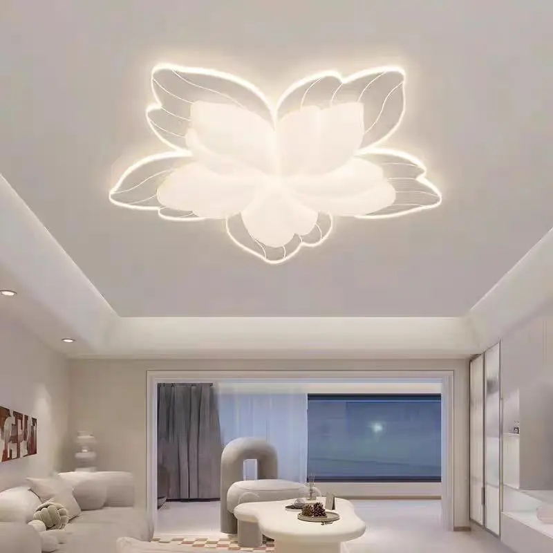 

Nordic Led white Flower ceiling lamp Romantic lamp Princess Room Bedroom Living Room Children's Nursery dimmable eye care lamp