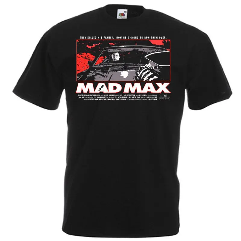 تي شيرت ملصق الفيلم MAD MAX 1 باللون الأسود بجميع المقاسات