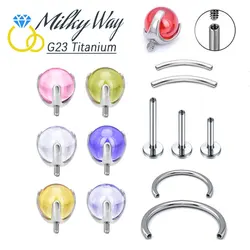 Fashion G23 Titanium 3MM Crystal Stone Piercing Jewelry Colorful Nose Rings Ear Studs Horseshoe Septum Piercing Eyebrow Ring