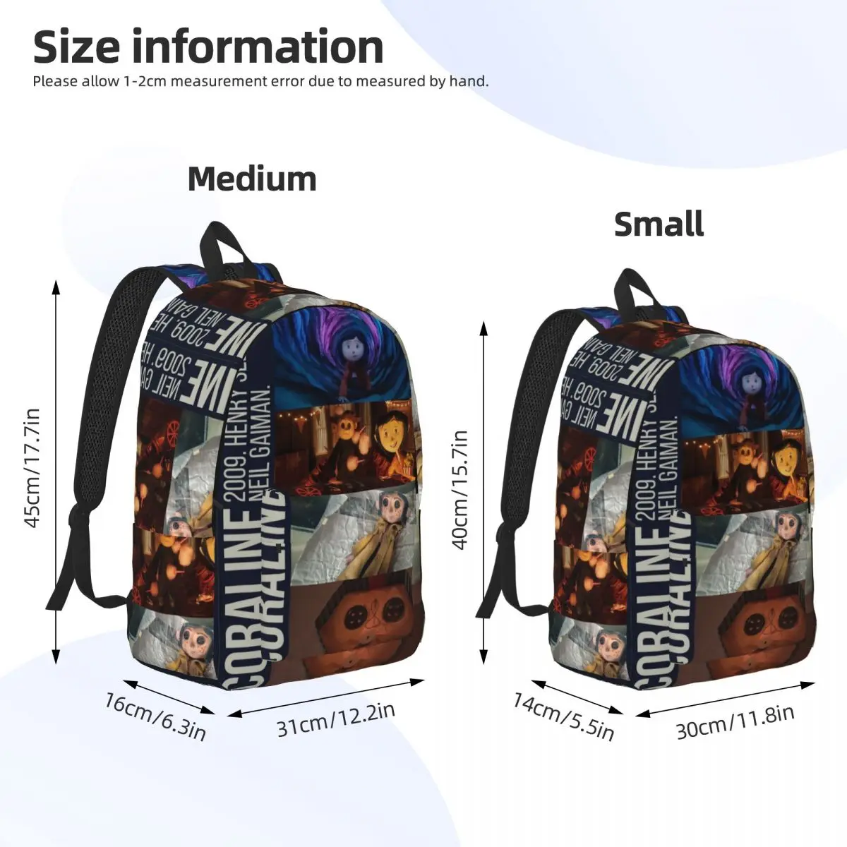 Coralines Film Cartoon Classical Backpack Gift Student Work Other Mother Daypack for Men Women Laptop Shoulder Bag