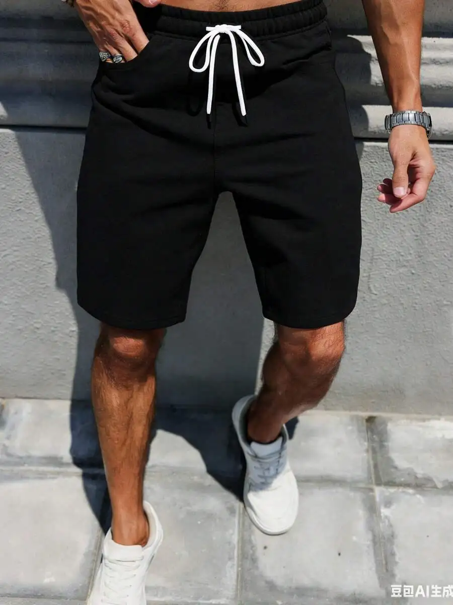

Mens Casual Cotton Shorts With Drawstring Waist Summer Sport Shorts