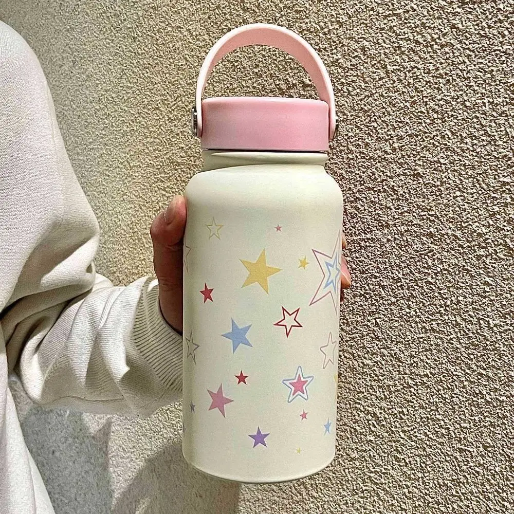 

Water Bottle 900ml Insulated Cup Double Wall Cartoon Stainless Steel Cup Leak-proof with Straw Thermos Bottle Cold Drink