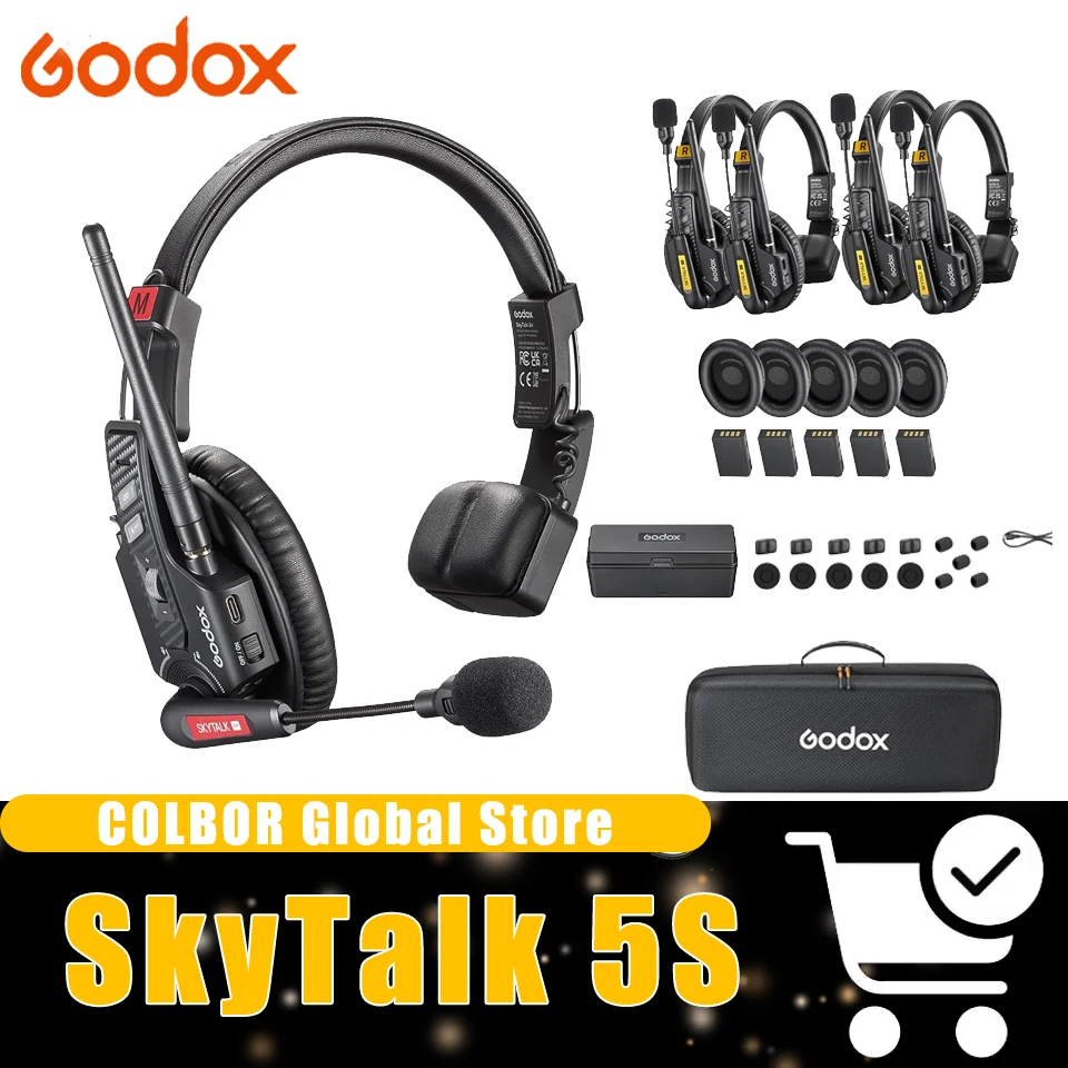 

Беспроводная интерком-система Godox SkyTalk Air 5S с ультранизкой задержкой, 20 часами работы, полным дуплексом, частотой 2.4G и дальностью передачи 500 м