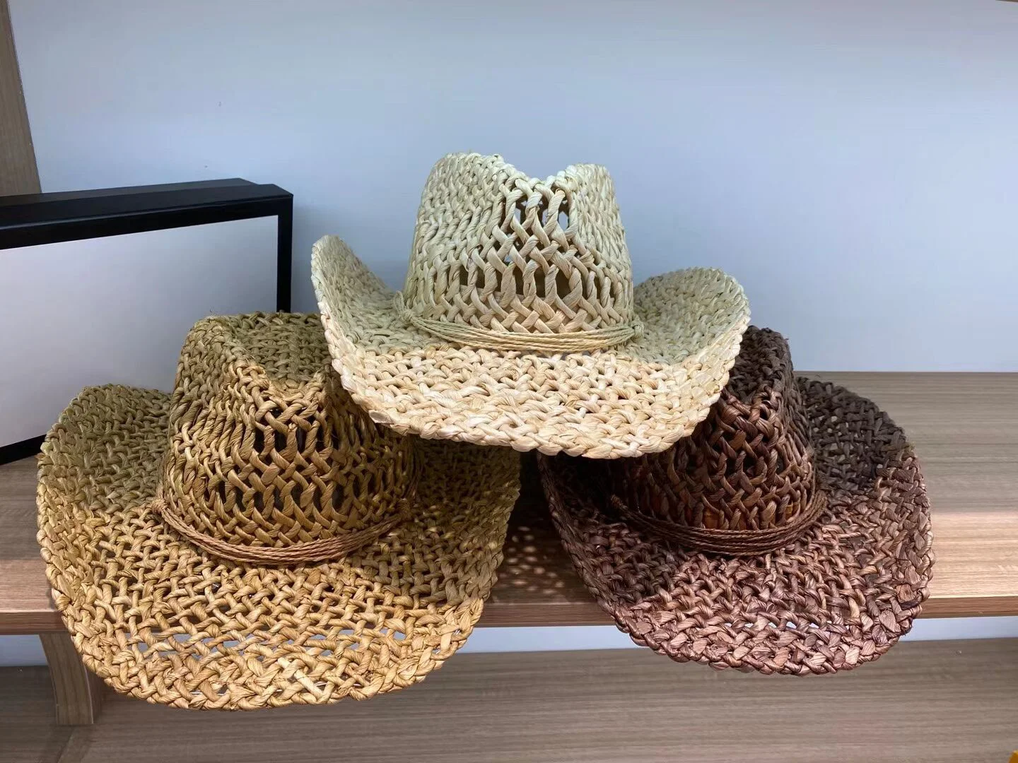Straw Hat Corn Skin Material Western Cowboy Hat Spring/Summer Panama Sun Hat Elegant Cowboy Jazz Hat Sombrero Hombrero