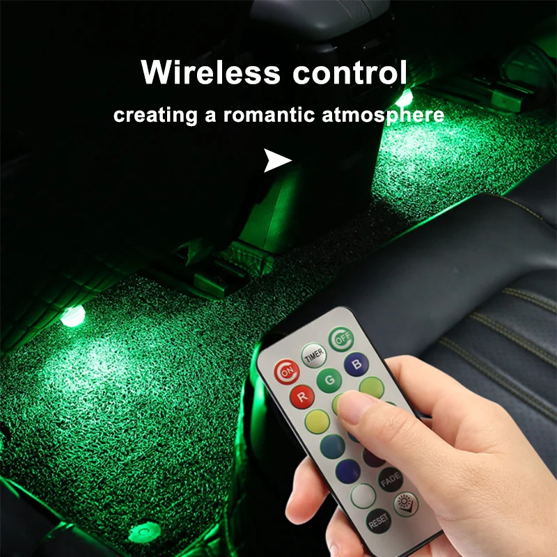 BLALION Wireless Adhesive LED Car Interior Ambient Light Remote Control Decor Auto Roof Foot Atmosphere Lamp Bicycle Tail Light