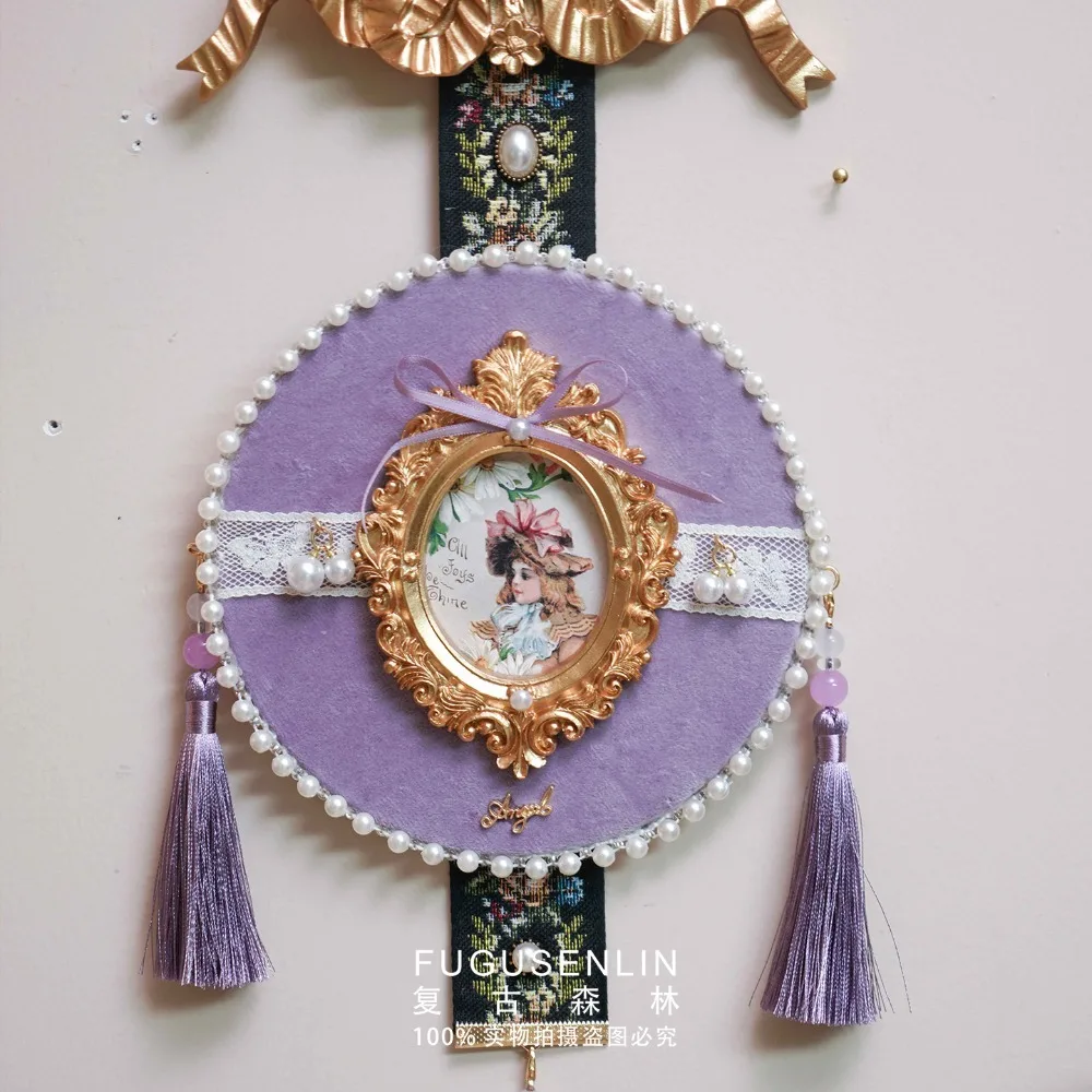 Vintage European-style Handcrafted Purple Lace Velvet Picture Frame Tassel Photo Frame Home Decoration Wall Hanging Art Decor