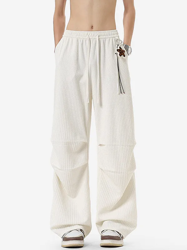 American Retro Tie Dye Casual Sweatpants Men's Spring Trend Loose Straight Leg Wide Leg Drapey Long Pants Polyester Fiber