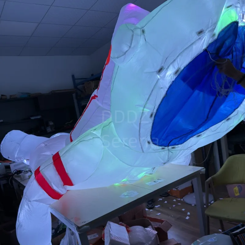 LED Astronaut 4M Soft Inflatable Pendant show kite spaceman ripstop nylon fabric with round corner LED in supper high bright