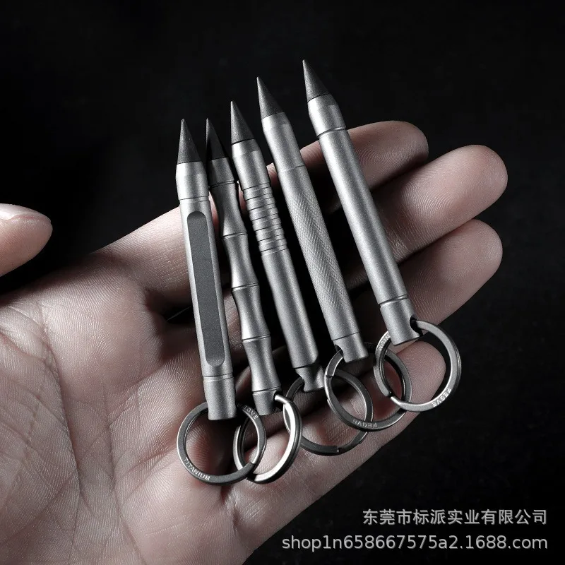 Titanium Alloy Mini Keychain Pen Portable Pocket Ballpoint Pen Outdoor EDC Signature Pen Business Gift Writing Tool