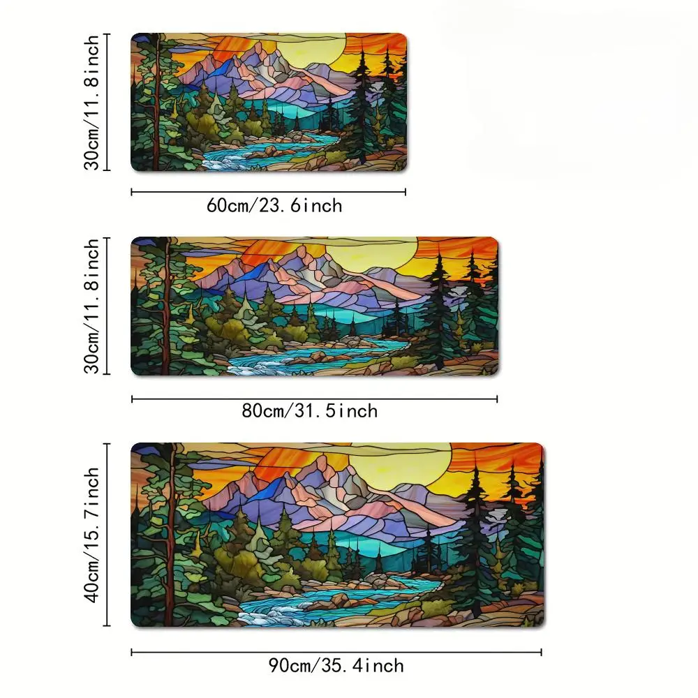 Kunstpixel stijl landschap thema Muismat Bureaumat met gestikte rand antislip rubberen basis pc-accessoires magische speelmat mauspad