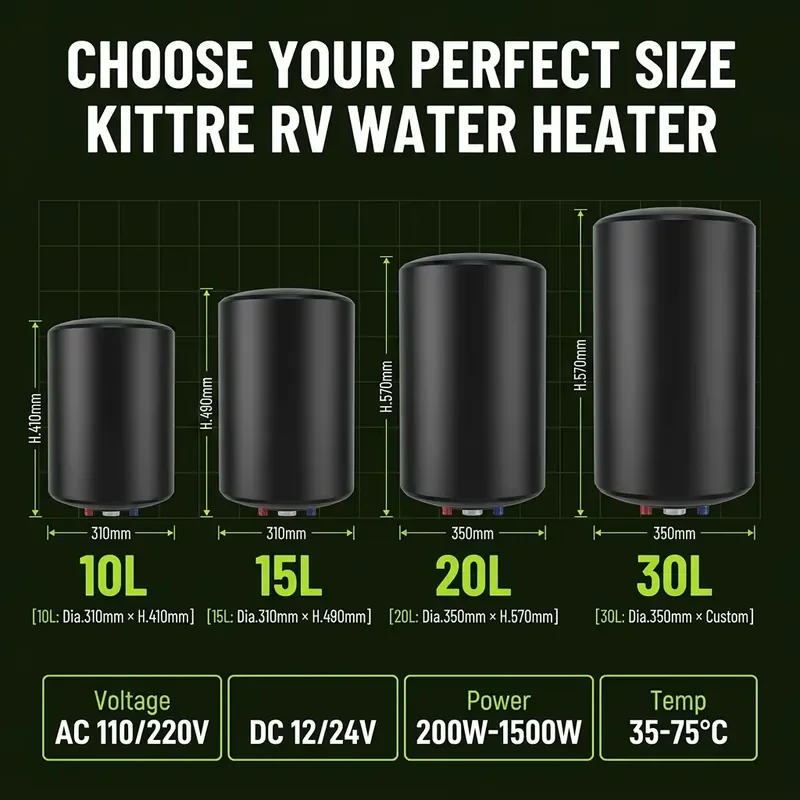 200W 1500W Electric Water Heater 10L 15L 30L 12V 220V Boiler for Boat RV Camping Campervan Caravan Outdoor Travel Shower