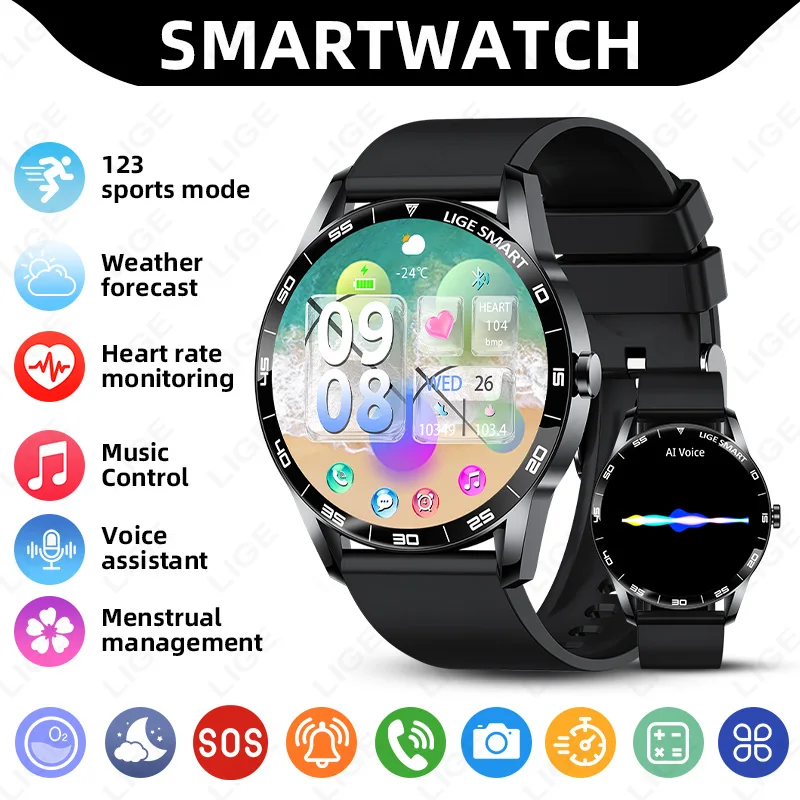 

LIGE Smart Watch Wireless Call Weather Forecast Magnetic Charging Waterproof Music Control Sports Men smartwatch For Android IOS