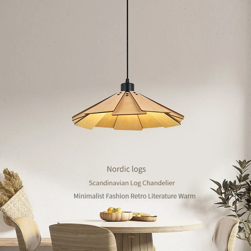 Rocker Retractable Wooden Pendant Ceiling Lamps Bedroom Bedside Kitchen Island Ring Hanging Light Houses Decoration Chandeliers