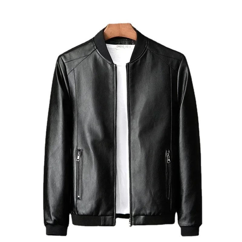 

Autumn New Men Leather Coat Korean Fashion Leather Sheepskin Men Leather Jacket Trend Casual Fit Slim Baseball Clothes