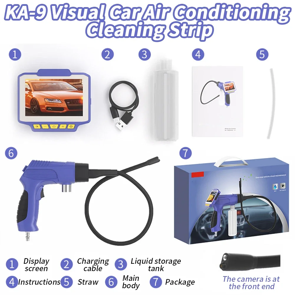 Car Air Conditioner Visual Cleaning Tool With Light 4.3-inch High-definition Display Pipe Endoscope Evaporation Box Cleaner Kit