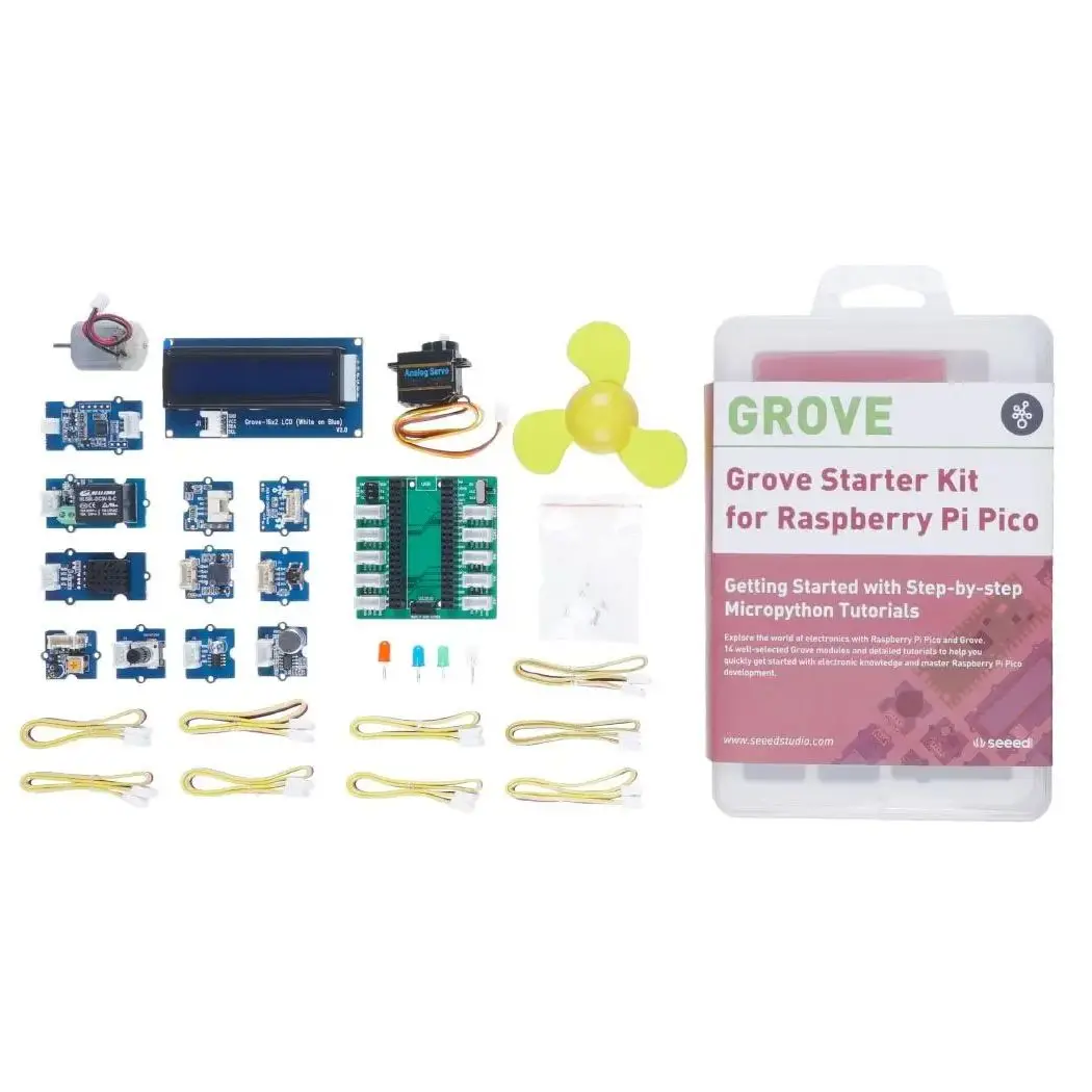 

Grove Starter Development Boards Arduino MicroPython Kit for Raspberry Pi Pico with Free Course,include 5 sensors, 5 actuators