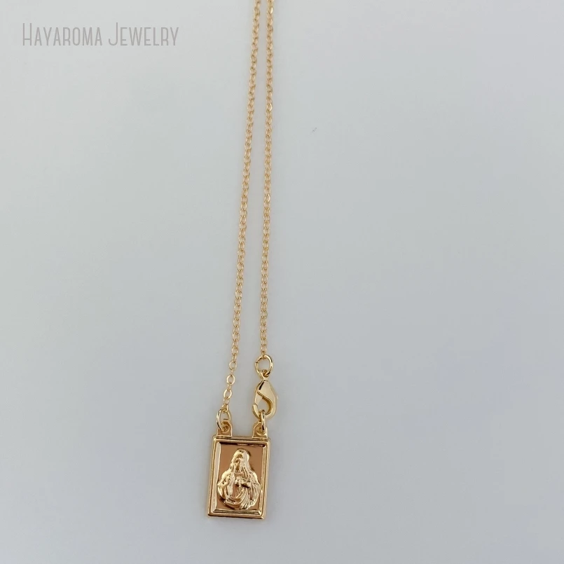 10Pcs Gold Color Scapular Necklace Escapulario Our Lady Of Mount Carmel Sacred Heart Virgin Mary Religious Catholic Jewelry