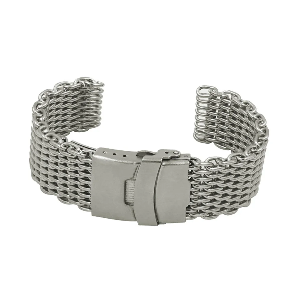 

Stainless Steel Shark Mesh Metal Watchband Long Pattern Silver Classic Style Comfortable Durable Business Sports Daily Use