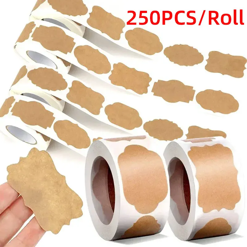 DIY Envelope Sealing Sticker Kraft Paper Stickers Blank Labels Handmade Stationery Gift Tags Decoration Paper Spice Jar Label