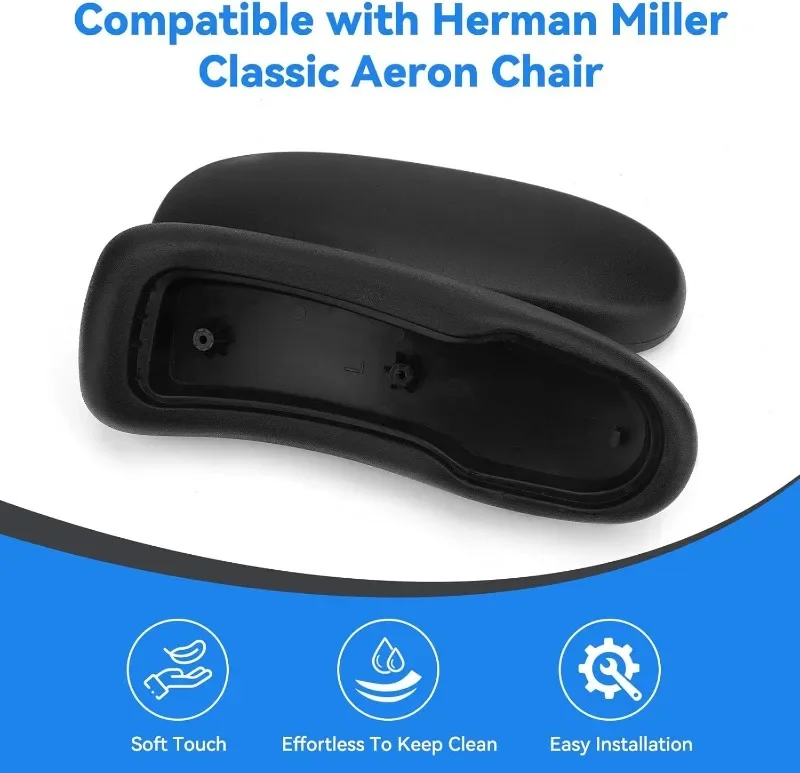 1 Pair Chair Armrest Replacement Arm Pads Caps for Herman Miller Classic Aeron Chair - Office Chair Arm Rest Replacement Black