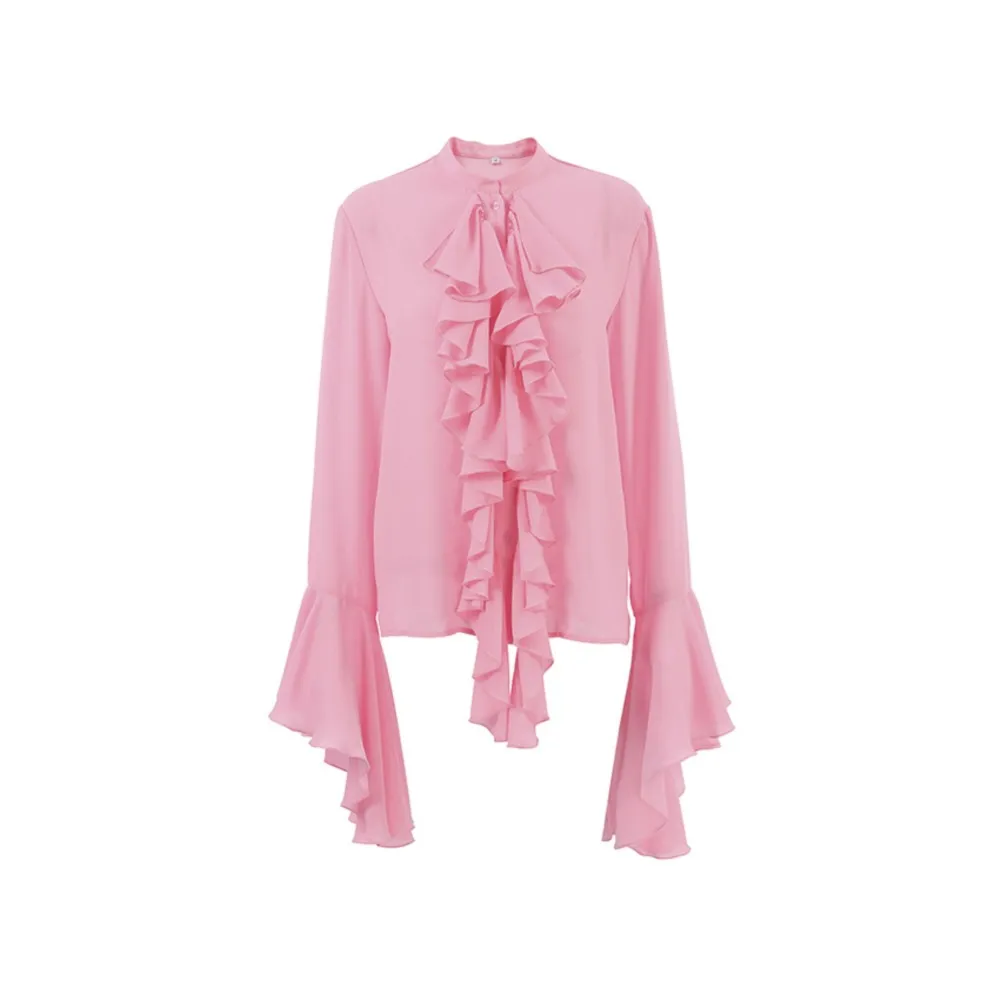 Fashion Ruffled Long Sleeve Women\'s Shirt Spring And Autumn New Loose Solid Color Casual Female Temperament Street Shirt 2025