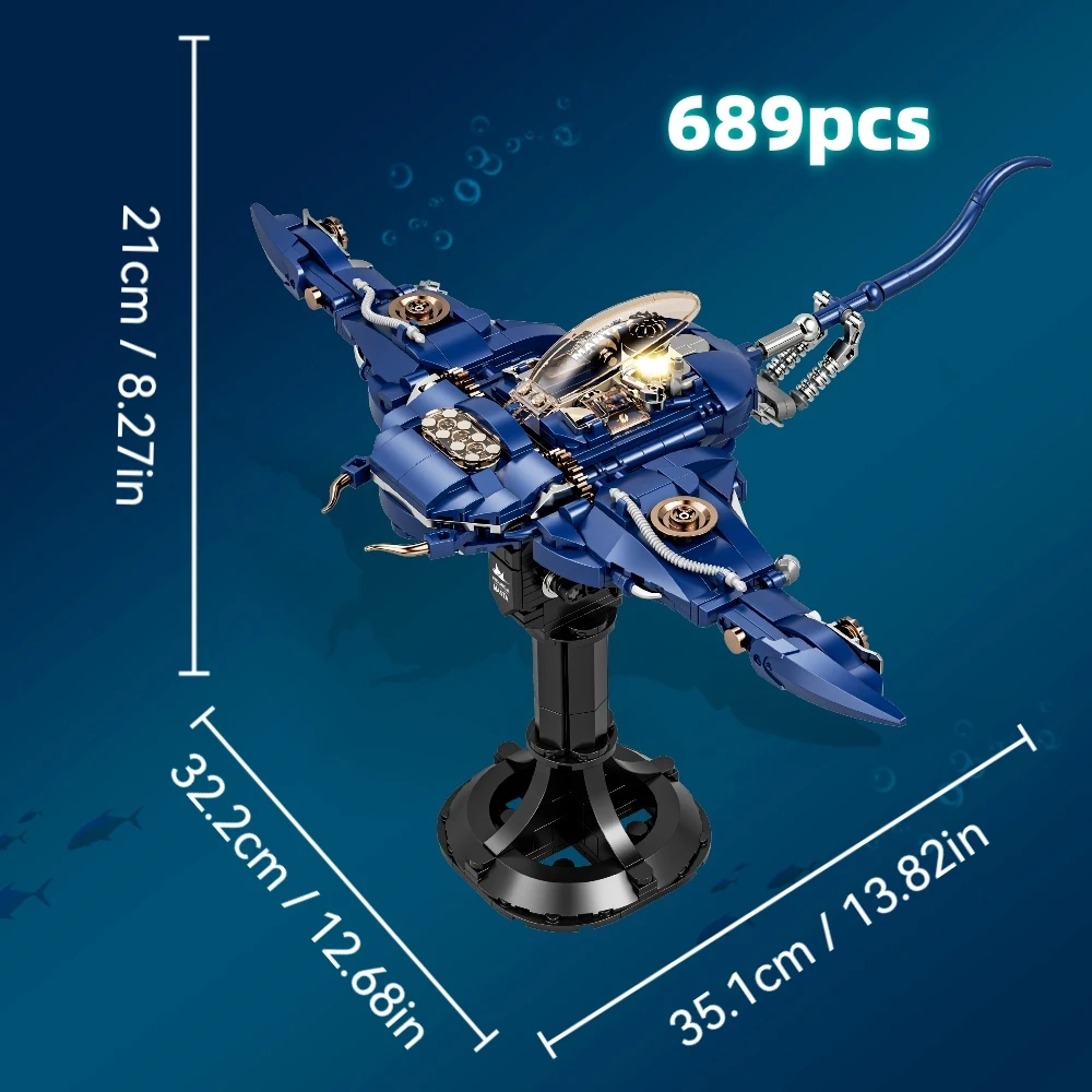 

Creative Mechanical Manta rays Building Blocks Set MOC Ocean Series Kit Technical Bricks STEM Kids Toys Gift for Kids Adults