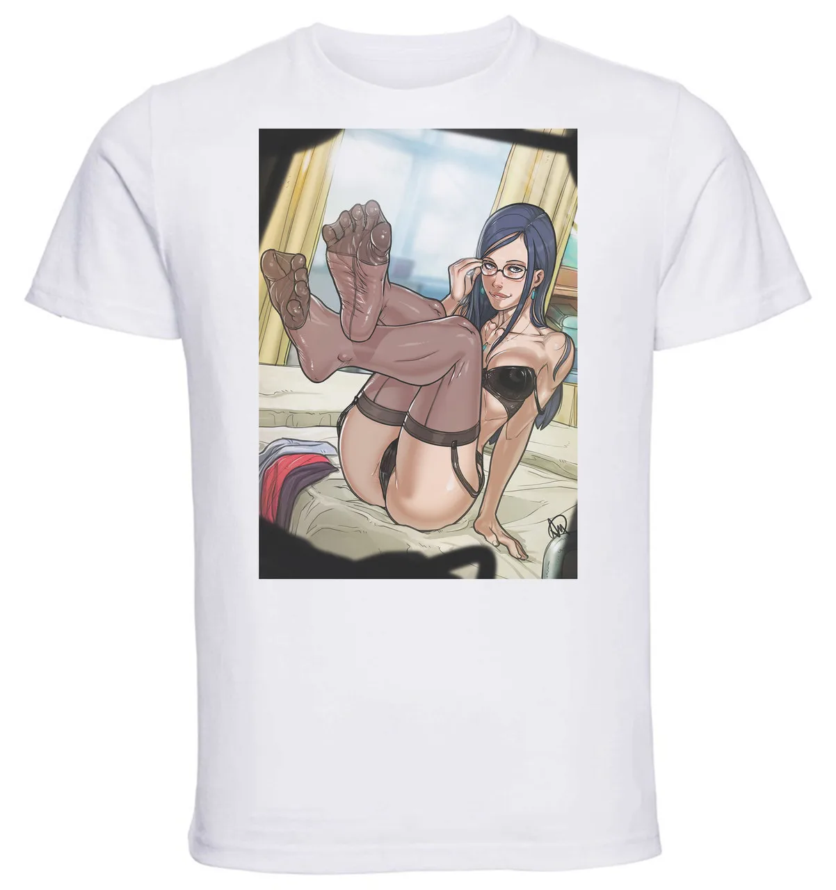 T-Shirt Black Grey White Rival Schools Kyoko Minazuki Lingerie