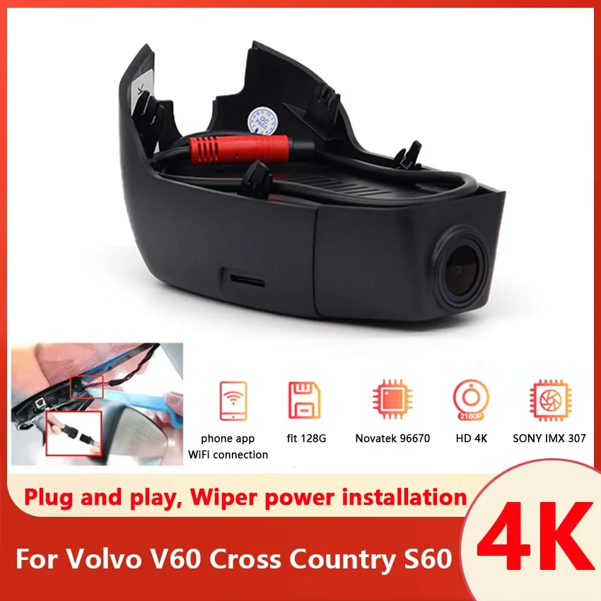 New! Plug and play Car DVR Wifi Video Recorder Dash Cam Camera Original For Volvo V60 Cross Country S60 2018 2019 2020 2021 2022