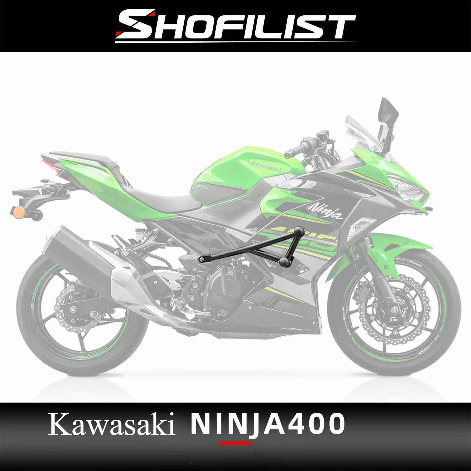 

For Kawasaki Ninja NINJA400 Modified Bumper, High Carbon Steel Bumper, Spring Suspension and Anti Drop Bar