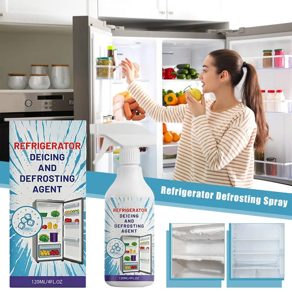 

120ml Refrigerator Defrosting Spray Fast Ice Melting Spray for Freezer Fridge Car Windshield De-icer Household Cleaning Tool