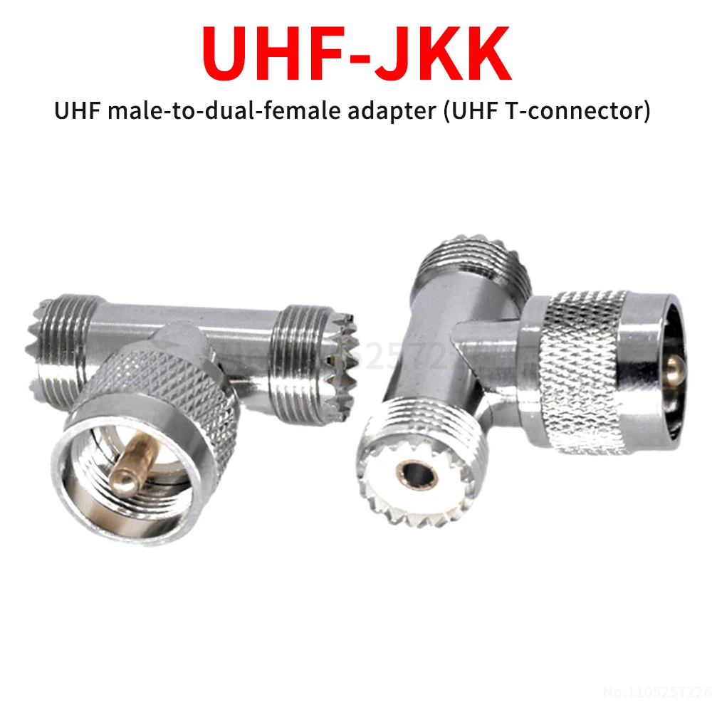 UHF-JKK UHF Male-to-Dual-Female Adapter RF Connector M (UHF T-connector) (1 pcs)