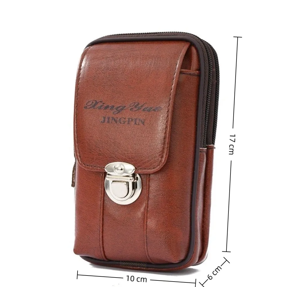Portable Multifunctional Men's Phone Bag PU Leather Wear-resistant Waist Bag Large Capacity Storage Bag Men image 6