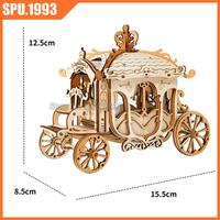 Girl Royal Carriage Diy 3d Laser Cutting Wooden Wood Puzzle Model Building Kits Toy