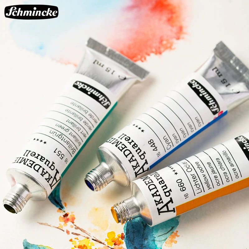 Schmincke Academy Grade Watercolor Paint 15ml/0.5 Fl Oz Tubes Extra Fine Watercolor Paint Art Painting Artists Drawing Supplies