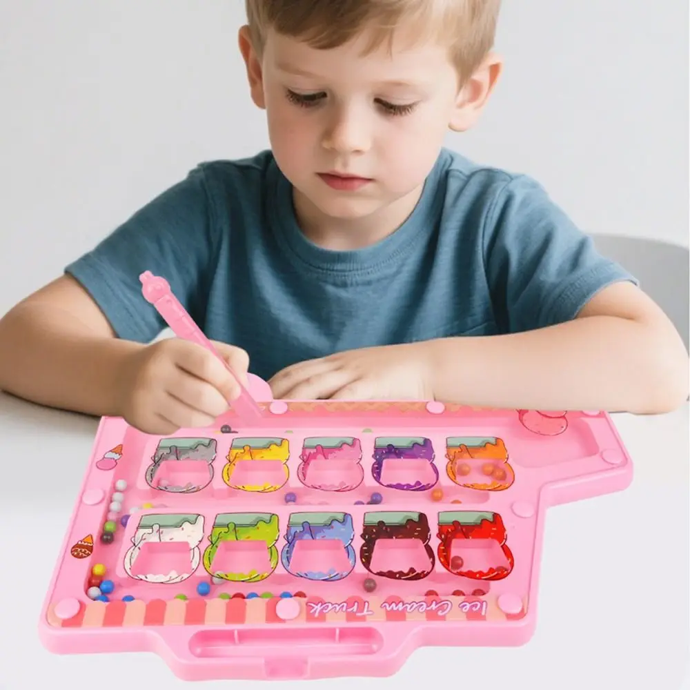 여러 가지 빛깔의 자기 아이스크림 미로 나무 미세 운동 기술 개발 몬테소리 자기 게임 자동차 모양 게임 운동