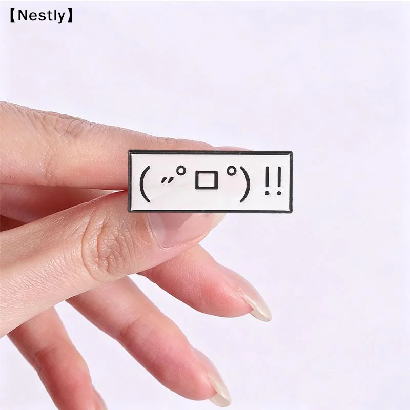 4pcs Kaomoji Enamel Pins Emoticon Text Faces Brooches Mood Expression Badges Minimal Anime Jewelry Gift for Friends〔Nest〕