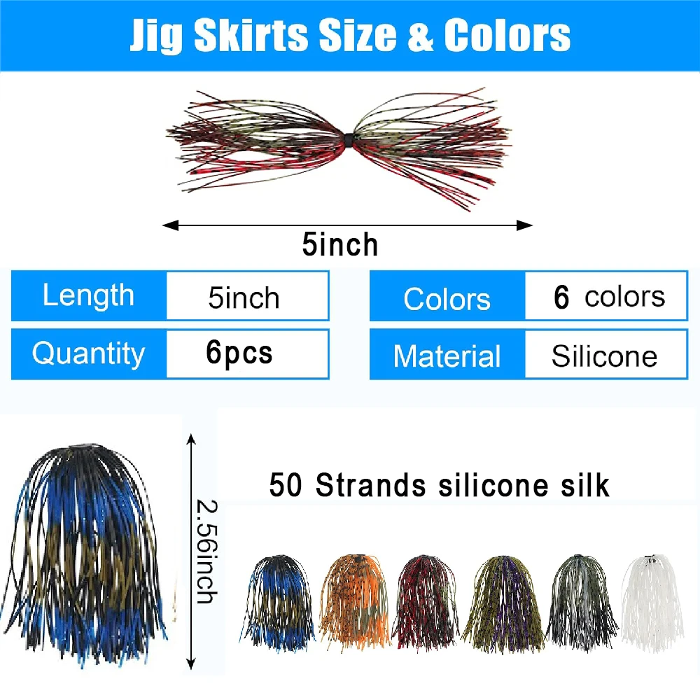 16 Stück Skirts Jig Angelköder Ersatz-Spinnerbait Buzzbaits für Bass, Forelle, Hecht, Zander, Jigging-Köderherstellung, Angelzubehör – Detail 2