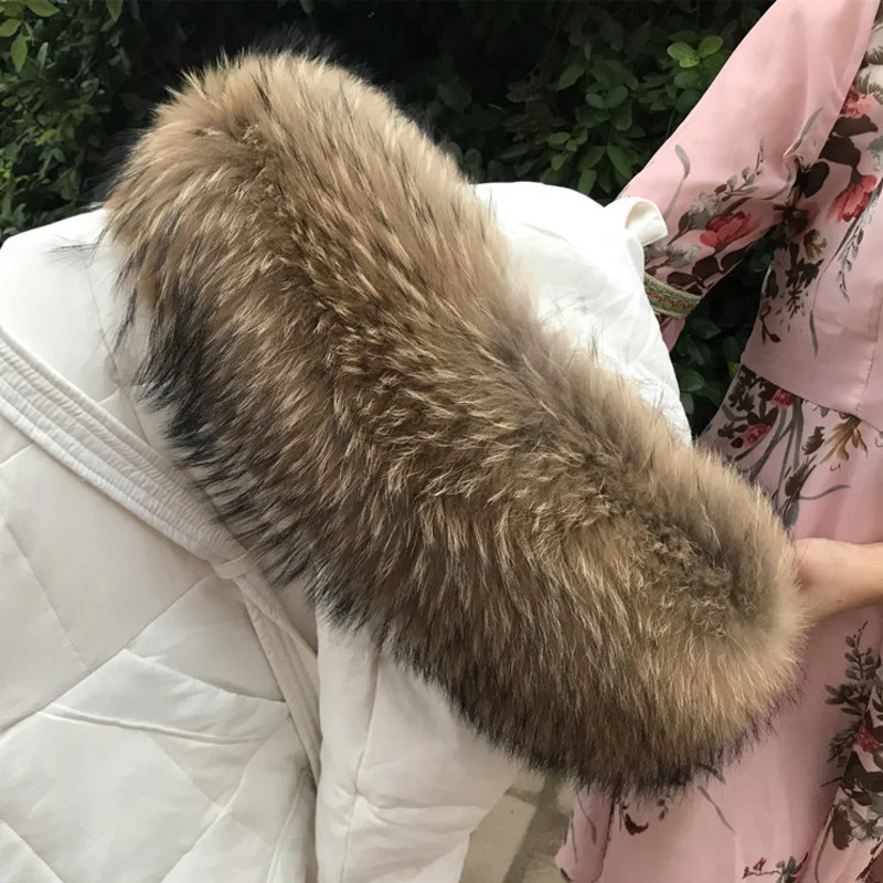 Fur Collar Women Winter Natural Raccoon Fur Collar Female Coat Hood Fur Decor Collar Real Fur Scarf Shawl Furry Fur Collar Scarf