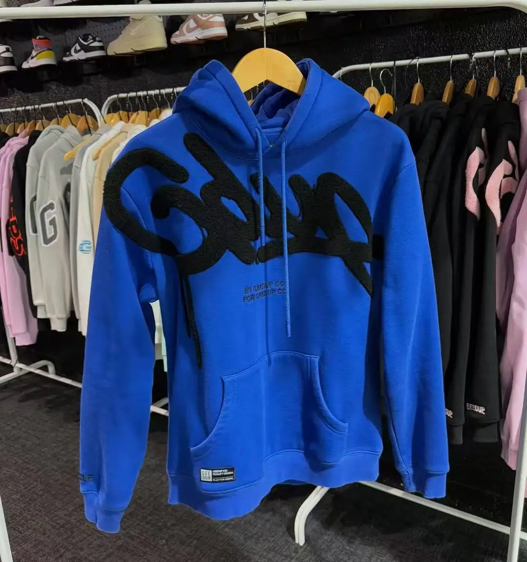 American Vintage GEEDUP Hoodie Cetak Huruf Baru Y2K Kaus Tren Fashion Jalanan Wanita Hip Hop Gotik Kasual Pullover Longgar