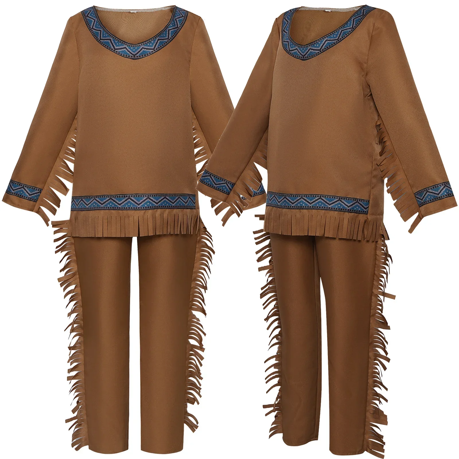 

New Indigenous Peoples Cosplay Costume Kids Unisex Aborigine Uniform Full Set Clothing Accessory Suit Halloween Carnival Outfits